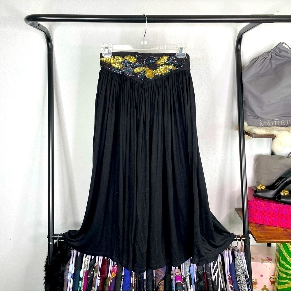 Jane Ashley Sequin Embellished Black Gypsy Circle Skirt
